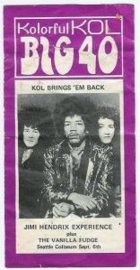 Jimi Hendrix on ocer of KOL top 40, Sept. 1968